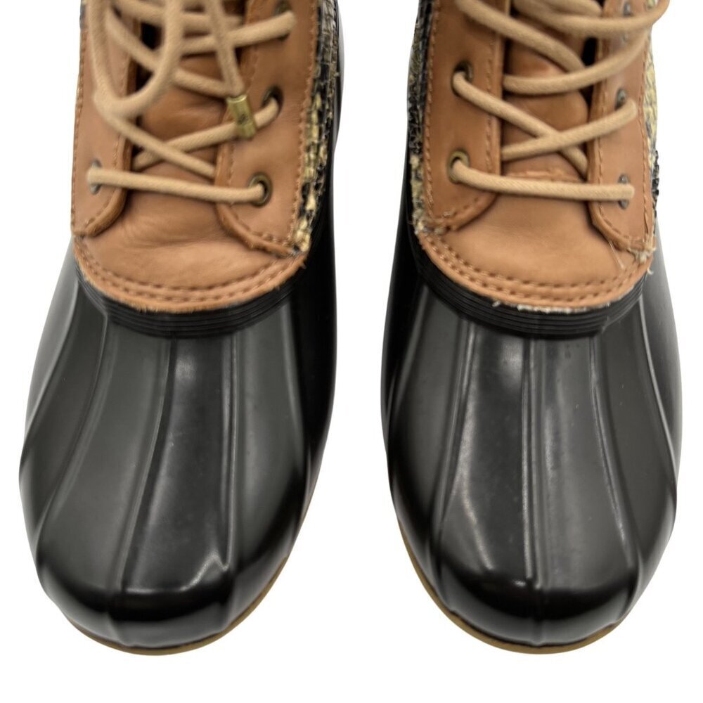 Sam Edelman Womens 7M Duck Boots Leather Upper Faux Fur Snake Pattern Waterproof - Picture 6 of 16